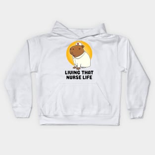 living that nurse life Capybara Nurse Kids Hoodie